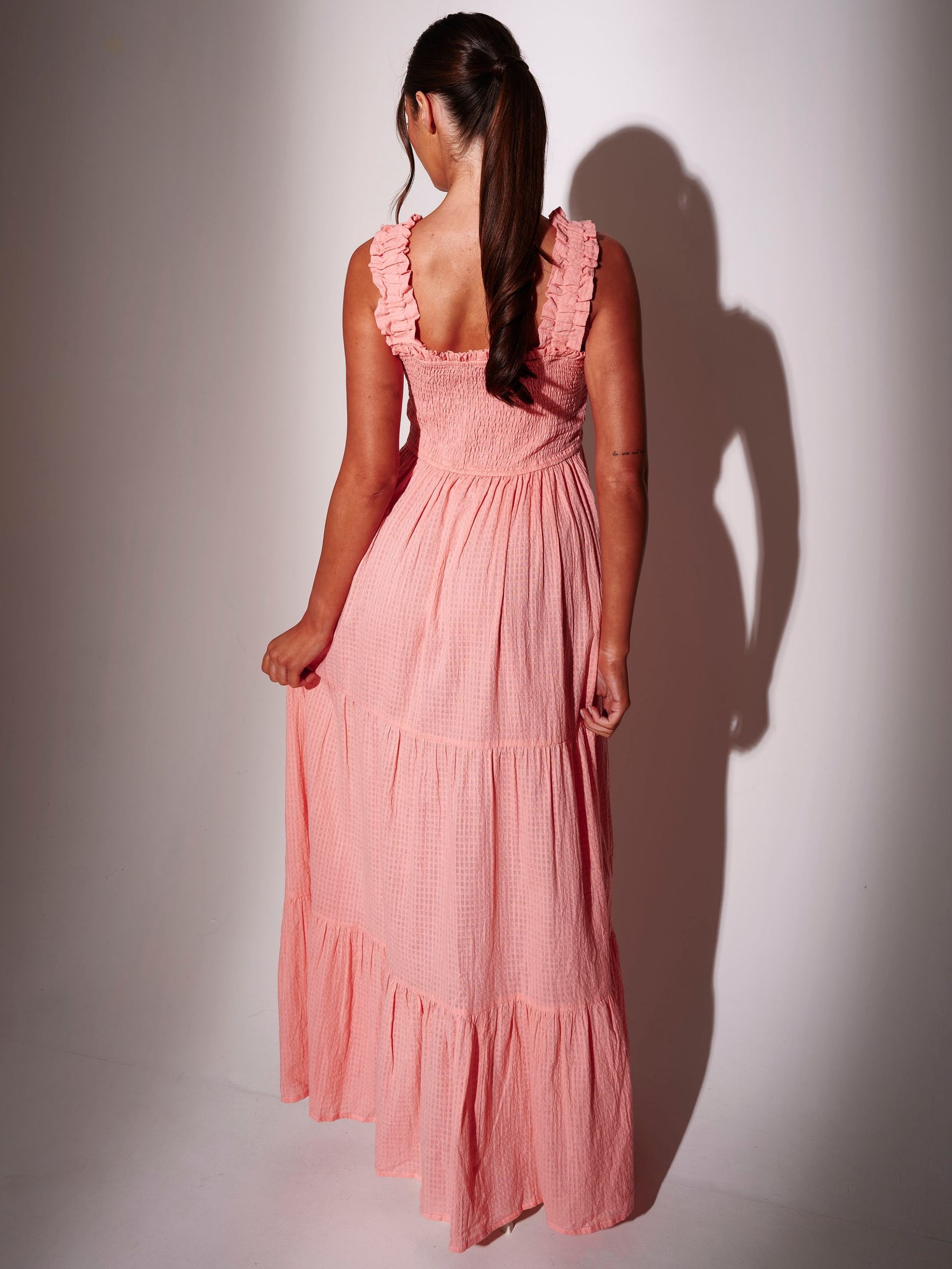 新品未使用　専用frill tiered maxi dress Buy South Beach Pink Smocked Bodice Tiered Maxi Dress from Next USA