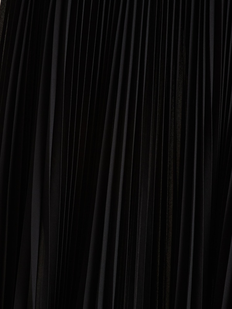 Club L London Black Yanira | Black Crepe And Georgette Boat-Neck Maxi Dress With Drop Waist - Image 6 of 6 Club L London Black Yanira | Black Crepe And Georgette Boat-Neck Maxi Dress With Drop Waist - Image 6 of 6