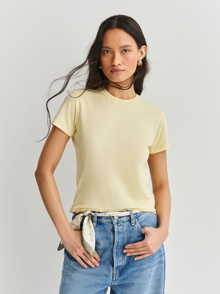 FRAME Yellow The Vintage Baby T-Shirt - Image 1 of 5 FRAME Yellow The Vintage Baby T-Shirt - Image 1 of 5