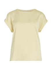 VILA Yellow Short Sleeve Satin and Jersey Top - Image 1 of 2