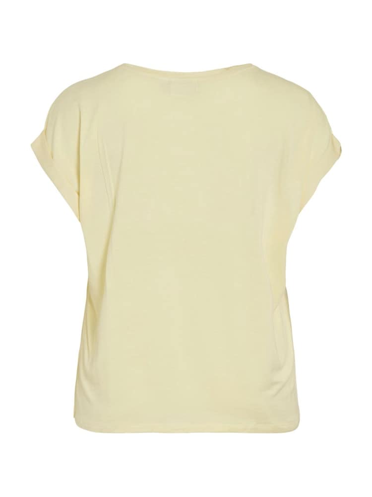 VILA Yellow Short Sleeve Satin and Jersey Top - Image 4 of 4