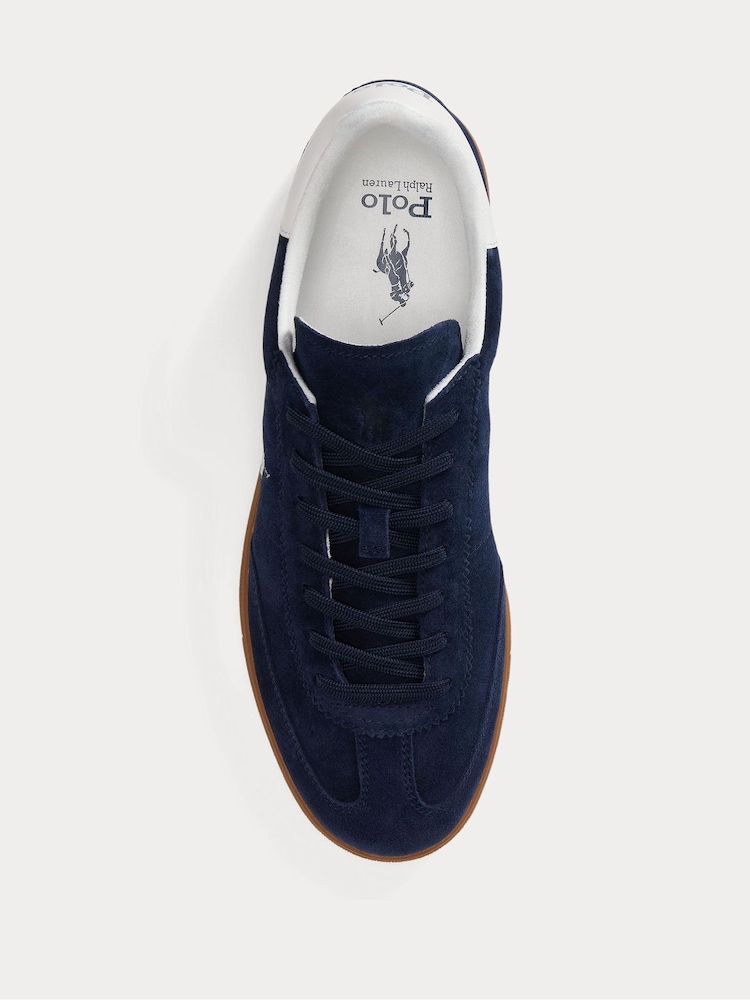 Polo Ralph Lauren Blue Bedford Leather Suede Trainers - Image 4 of 4