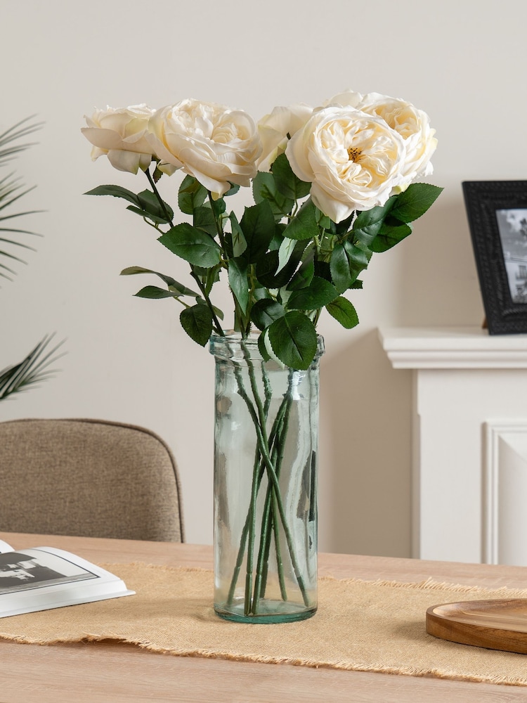 Scottish Everlastings Ltd 6 Pack Cream Artificial Cabbage Rose Stems - Image 1 of 3