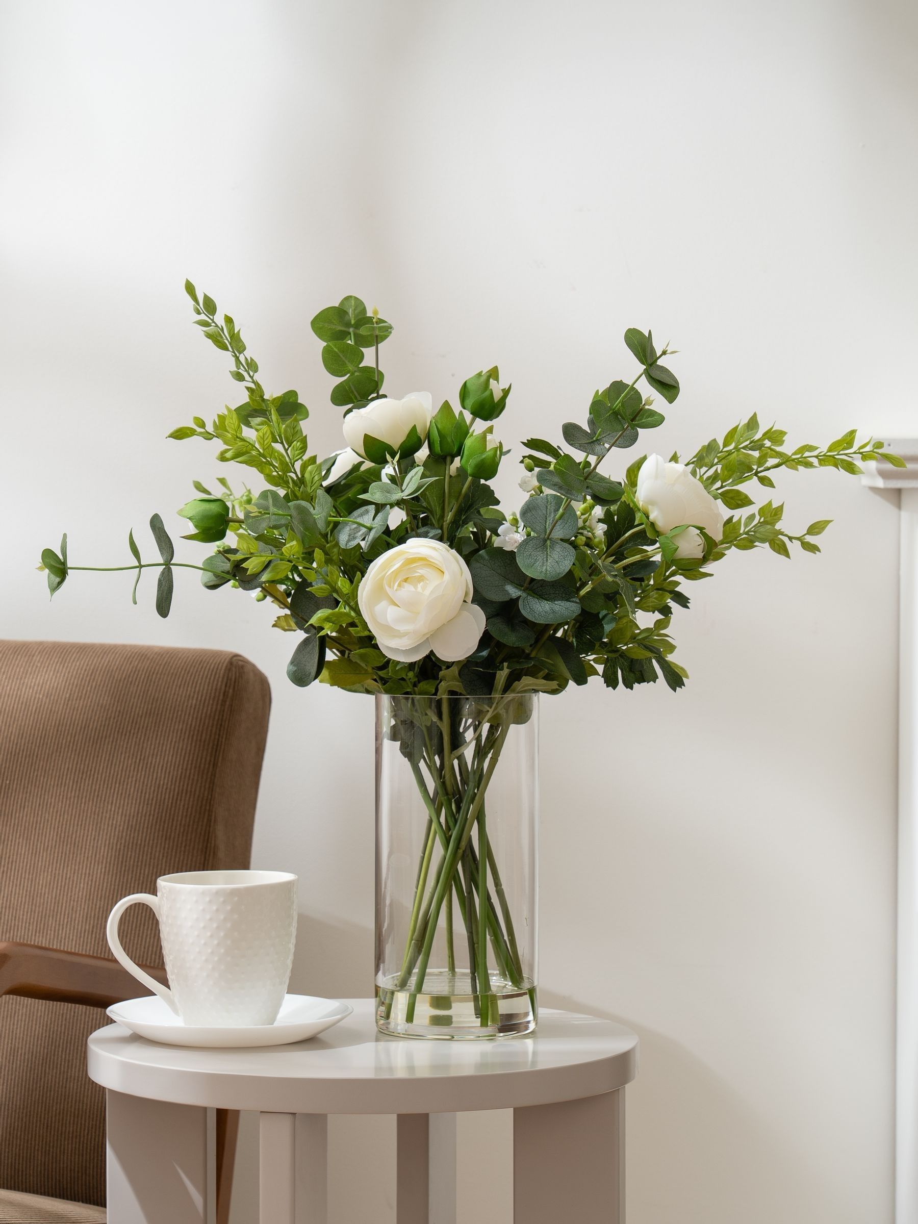 Scottish Everlastings Ltd Unisex Green Ranunculus Arrangement In Vase In 55Cm - Image 2