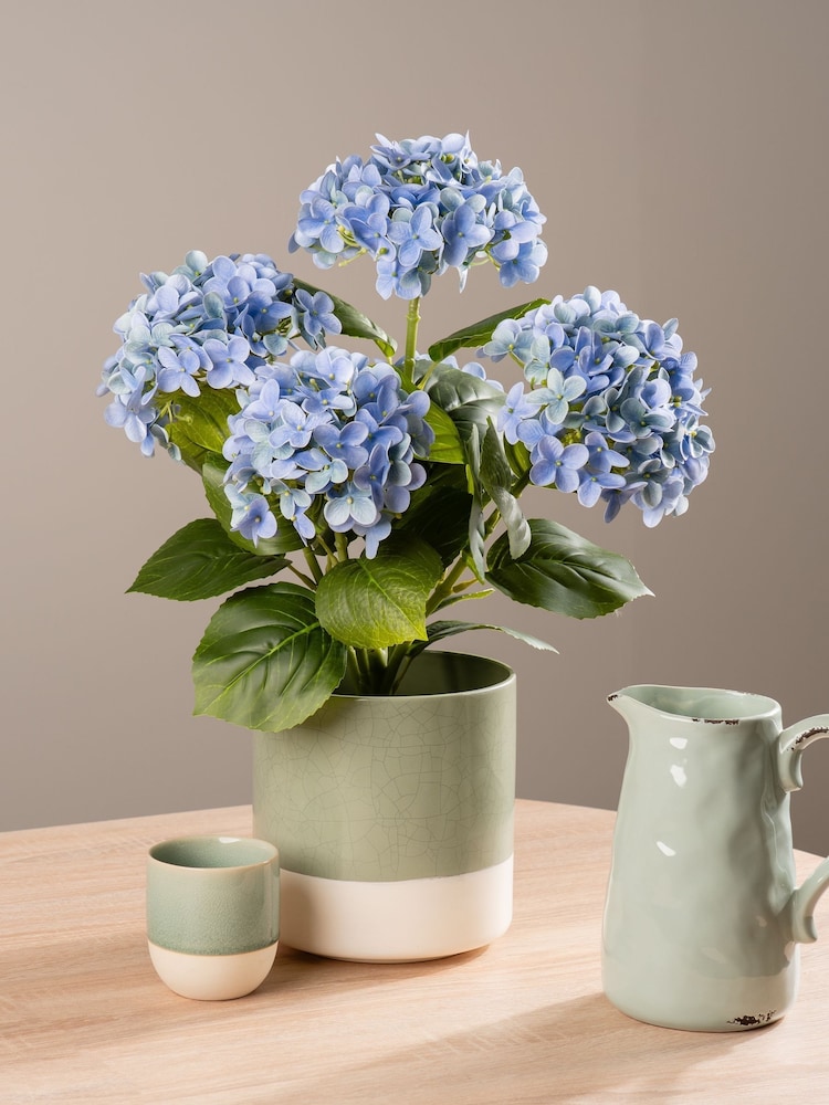 Scottish Everlastings Ltd Blue Artificial Real Touch Mophead Hydrangea - Image 1 of 3