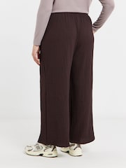 Simply Be Brown Textured Jersey Wide Leg Trousers - Image 2 of 4