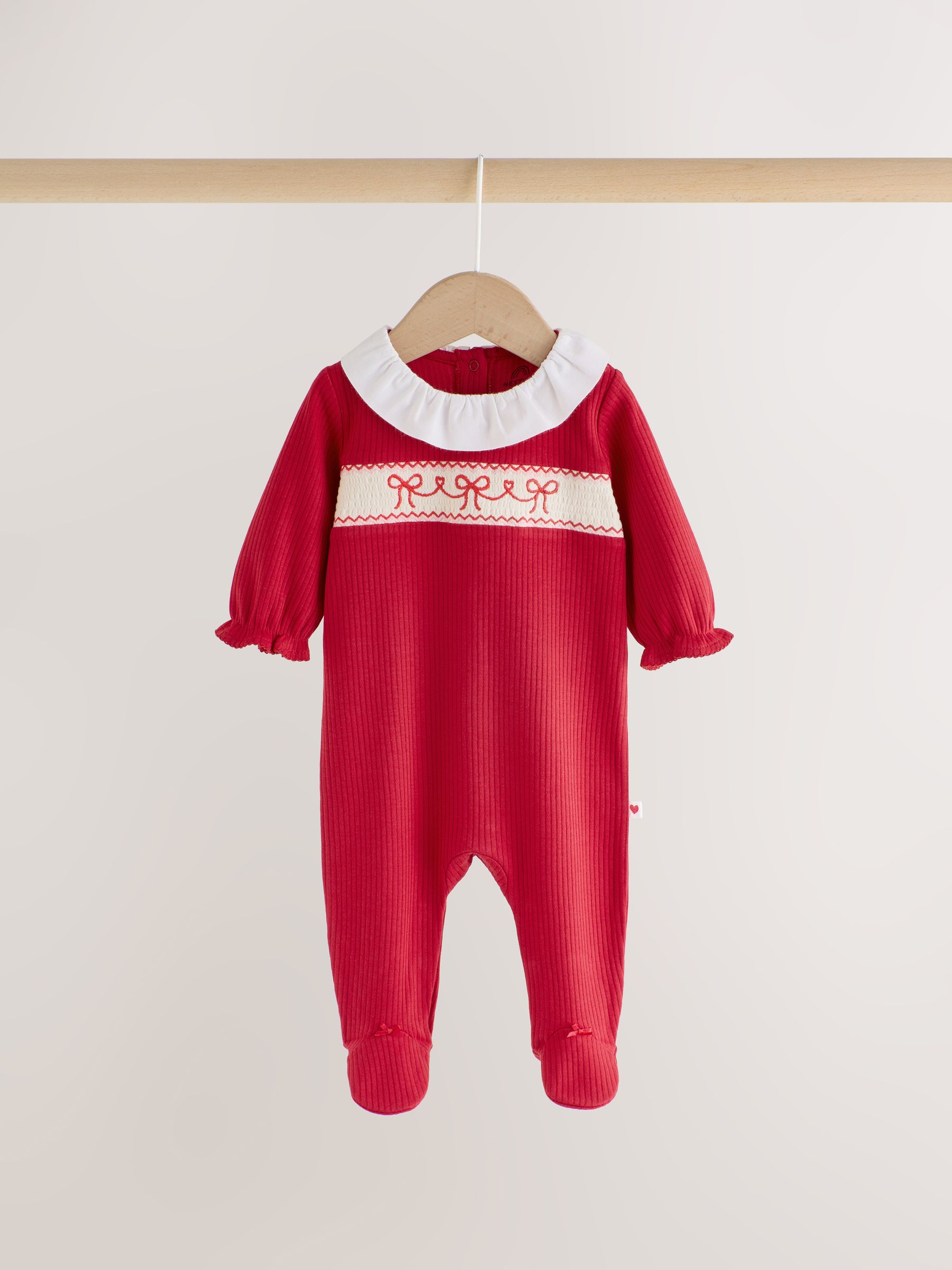 Buy Red/White Christmas - Collar Baby Sleepsuits 3 Pack (0mths-2yrs ...