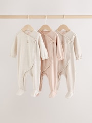 Neutral Bunny Wrap Baby Sleepsuit 3 Pack (0-2yrs) - Image 1 of 14