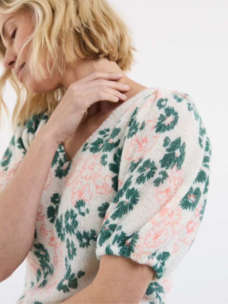 JD Williams White Printed Short Sleeve Jumper - Image 4 of 4 JD Williams White Printed Short Sleeve Jumper - Image 4 of 4