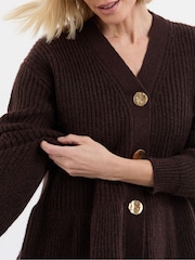 JD Williams Brown Peplum Knit Cardigan - Image 4 of 4