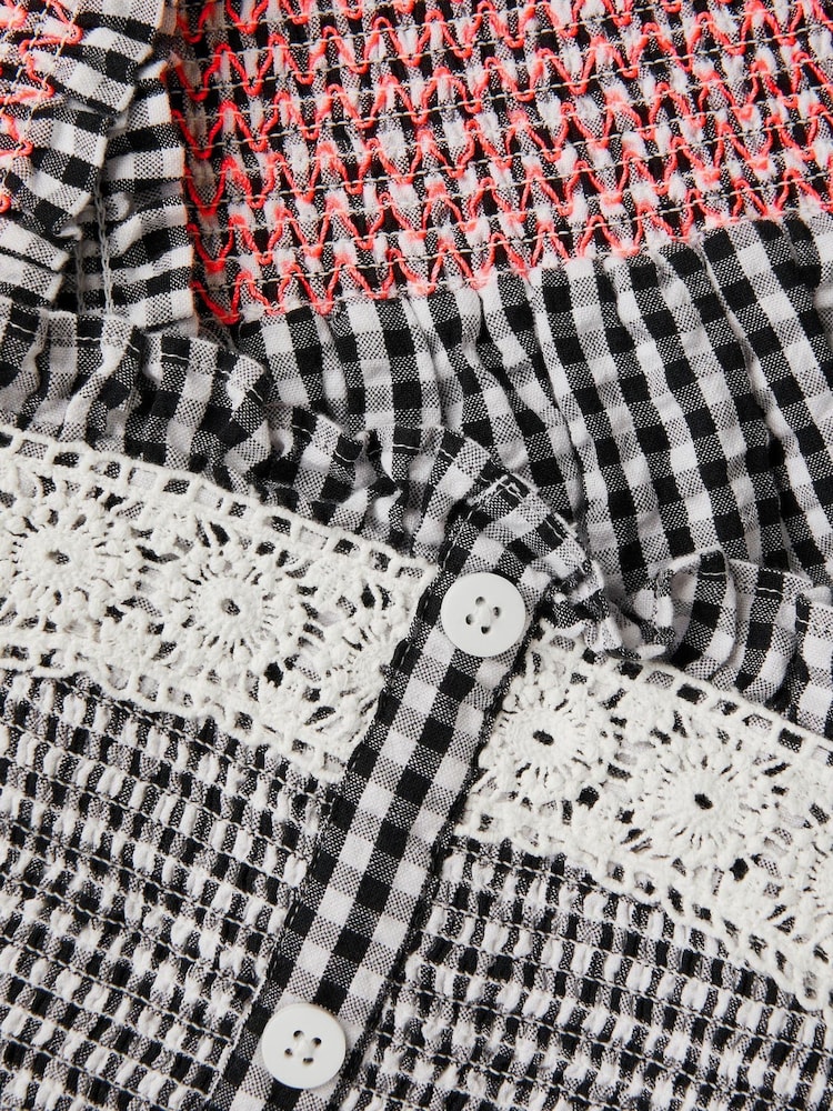 Monsoon Black Gingham Shirred Tank & Shorts Set - Image 3 of 3