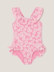Monsoon Pink Baby Floral Jacquard Swimsuit - Image 1 of 3