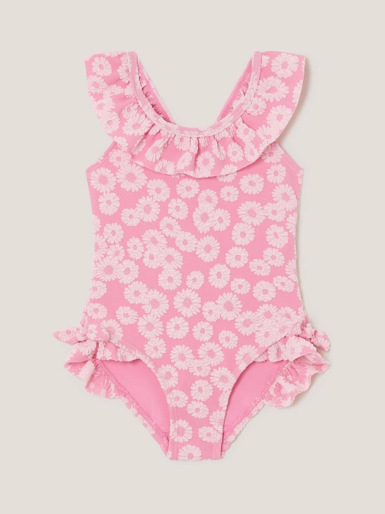 Monsoon Pink Baby Floral Jacquard Swimsuit - Image 1 of 3