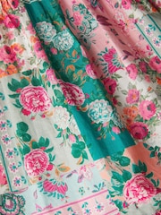 Monsoon Green Floral Patchwork Shirred Dress - Image 3 of 3