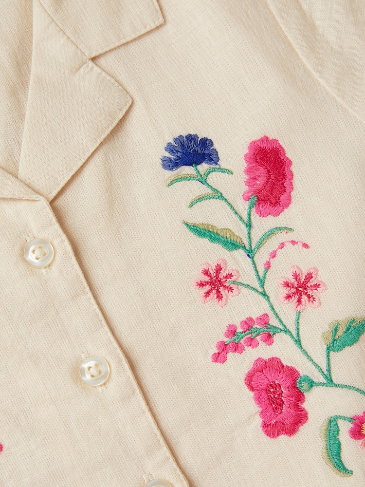 Monsoon White Floral Embroidered Shirt & Trousers Set - Image 3 of 3 Monsoon White Floral Embroidered Shirt & Trousers Set - Image 3 of 3