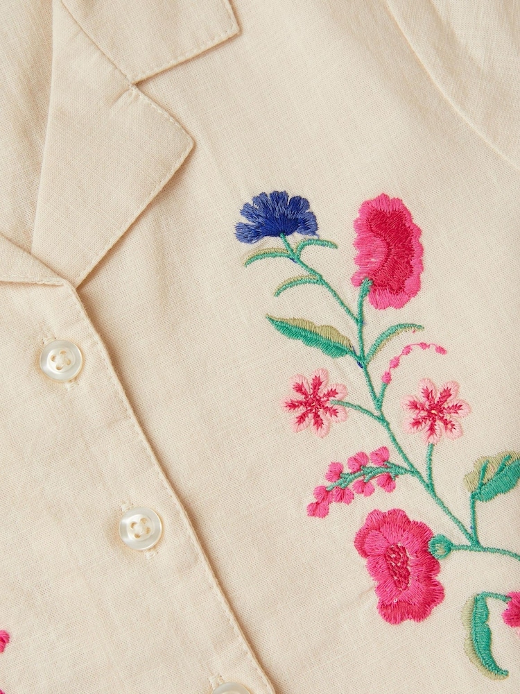 Monsoon White Floral Embroidered Shirt & Trousers Set - Image 4 of 4