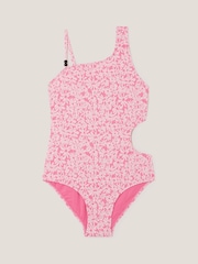 Monsoon Pink Floral Jacquard Asymmetrical Swimsuit - Image 1 of 3