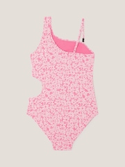 Monsoon Pink Floral Jacquard Asymmetrical Swimsuit - Image 2 of 3