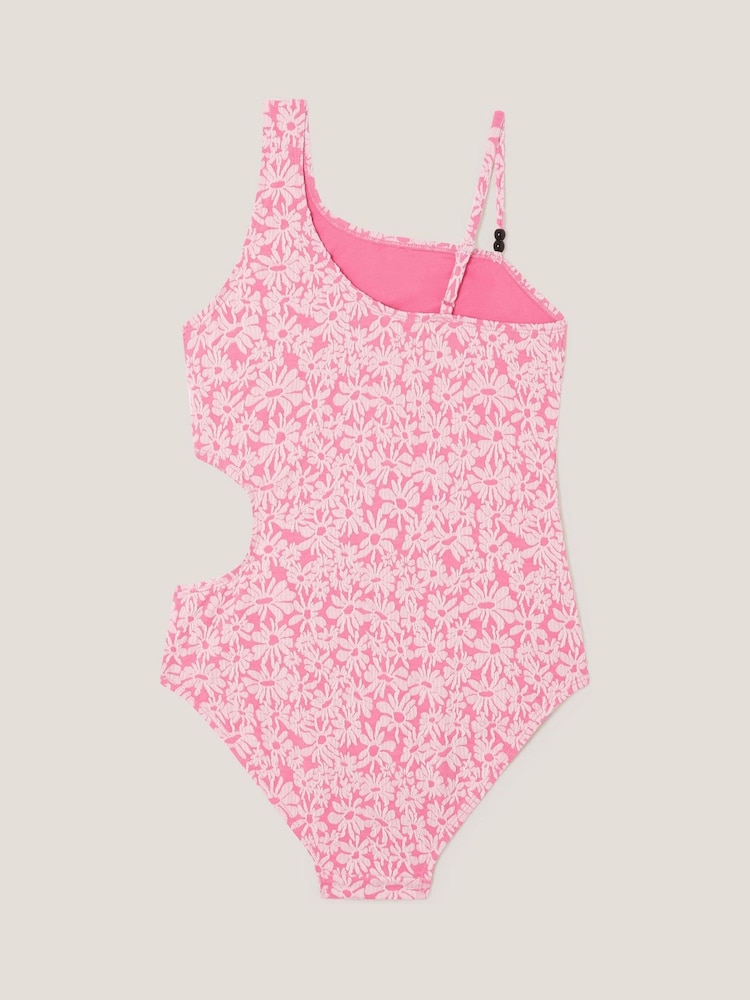 Monsoon Pink Floral Jacquard Asymmetrical Swimsuit - Image 2 of 3