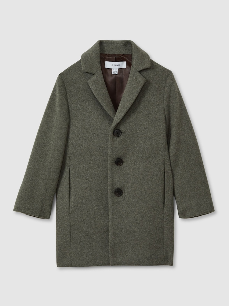 Reiss Green Smoke Gable 3-9 yrs Single Breasted Overcoat - Image 1 of 4