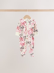 Berry Bow Two Way Zip Baby Sleepsuits 4 Pack (0mths-3yrs) - Image 2 of 13