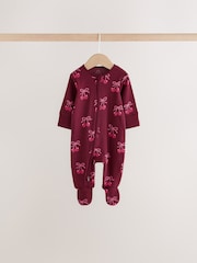 Berry Bow Two Way Zip Baby Sleepsuits 4 Pack (0mths-3yrs) - Image 5 of 13