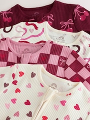 Berry Bow Two Way Zip Baby Sleepsuits 4 Pack (0mths-3yrs) - Image 8 of 13