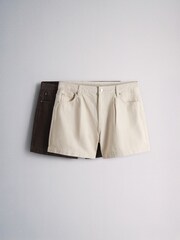 The Set 2 Pack Denim Shorts Cream/Chocolate Brown - Image 1 of 5