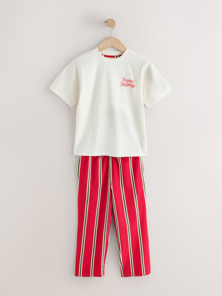 Red/Ecru Christmas Matching Family Pyjamas (9mths-16yrs) - Image 1 of 4