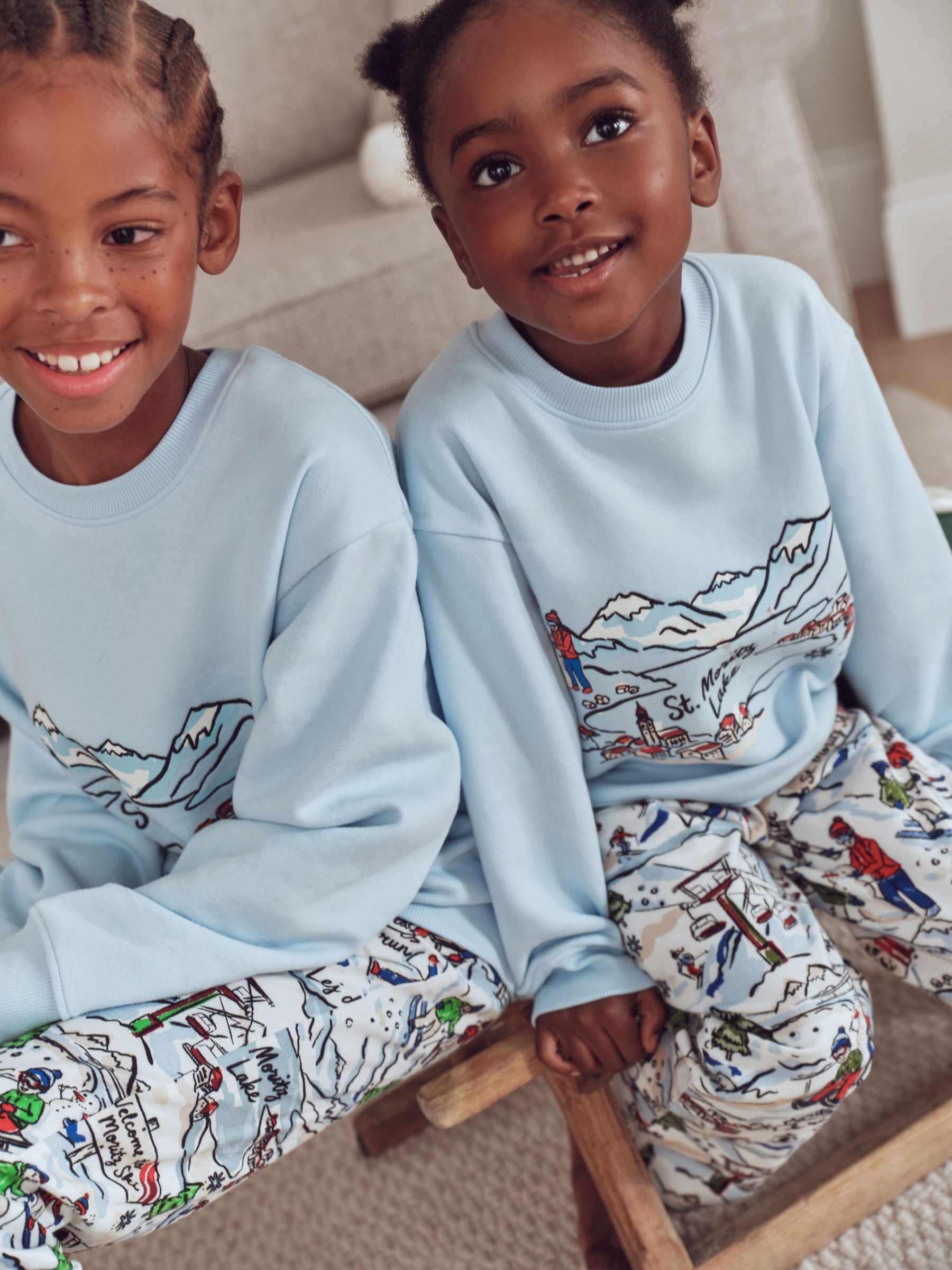 Buy Blue/Ecru Ski Scene Family Matching Pyjamas Set (1.5-16yrs Buy Blue/Ecru Ski Scene Family Matching Pyjamas Set (1.5-16yrs