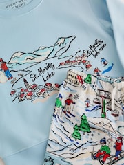 Scène de ski bleue/écru - Ensemble de pyjamas assortis pour toute la famille (1,5-16ans) - Image 9 sur 10