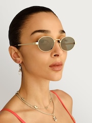 Le Specs Gold/Green Poseidon Deux Sunglasses - Image 1 of 5