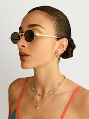 Le Specs Gold/Green Poseidon Deux Sunglasses - Image 2 of 5