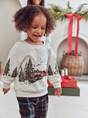 Grey/Navy Winter Scene Check Bottoms - Christmas Matching Family Pyjamas (9mths-16yrs) - Bild 5 von 6