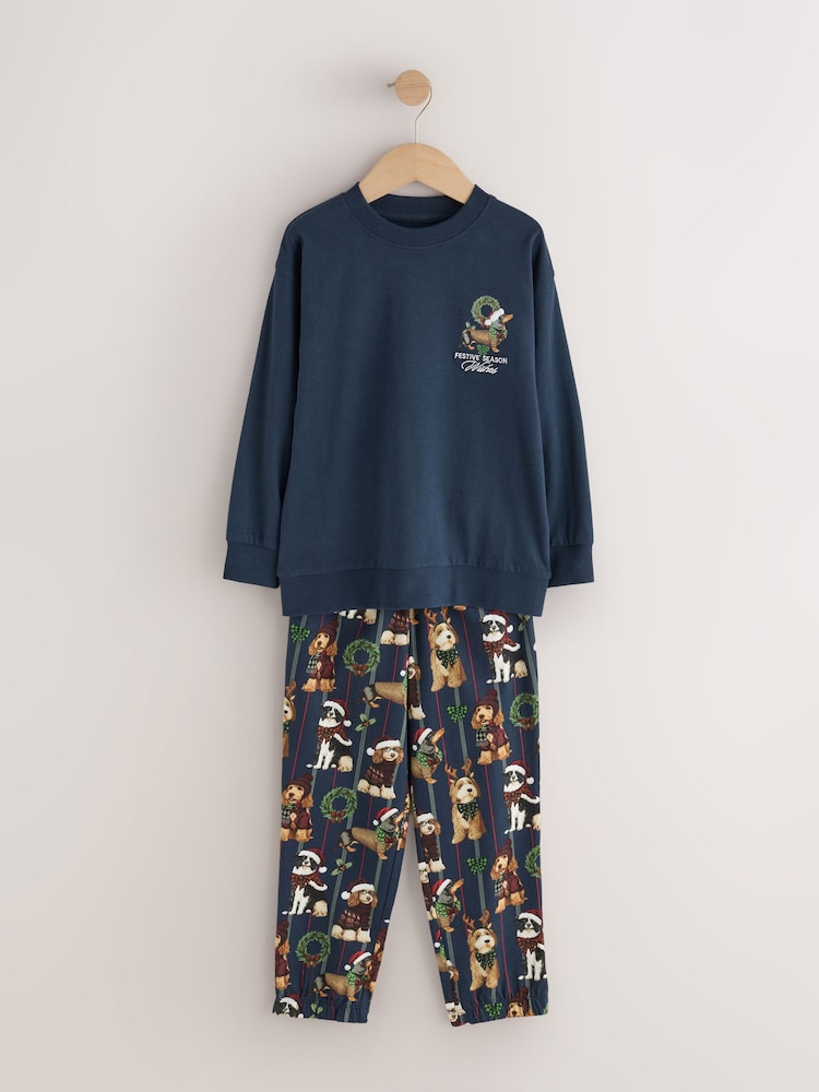 Navy Festive Dogs Matching Family Christmas Pyjamas (9mths-16yrs) - Image 1 of 4