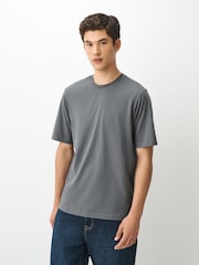 Charcoal Grey Regular Fit Essential Crew Neck Cotton T-Shirt - Image 1 of 7