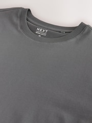 Charcoal Grey Regular Fit Essential Crew Neck Cotton T-Shirt - Image 7 of 7