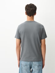 Charcoal Grey Slim Fit Essential Crew Neck Cotton T-Shirt - Image 4 of 7