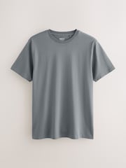 Charcoal Grey Slim Fit Essential Crew Neck Cotton T-Shirt - Image 5 of 7