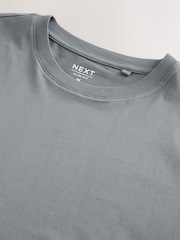 Charcoal Grey Slim Fit Essential Crew Neck Cotton T-Shirt - Image 6 of 7