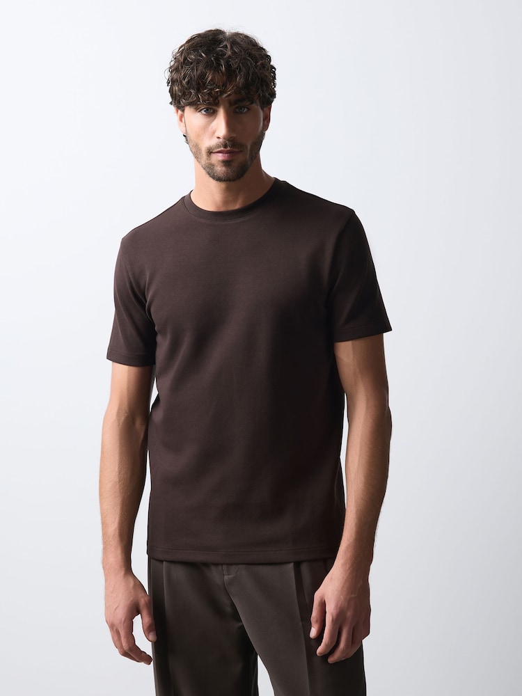 Brown Chocolate Slim Fit Motionflex Soft Heavyweight T-Shirt - Image 1 of 7 Brown Chocolate Slim Fit Motionflex Soft Heavyweight T-Shirt - Image 1 of 7