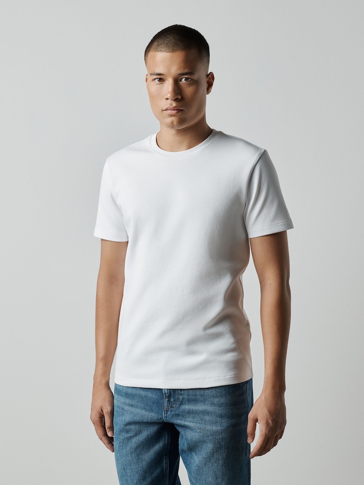 White Slim Fit Motionflex Soft Heavyweight T-Shirt - Image 1 of 7 White Slim Fit Motionflex Soft Heavyweight T-Shirt - Image 1 of 7