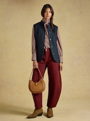 Tmavomodrá se vzorem rybí kosti - Tweed Wool Blend Nehru Collar Gilet - Obrázek 3 z 8