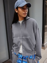 Charcoal Grey Zip Through Hoodie - Image 3 of 5