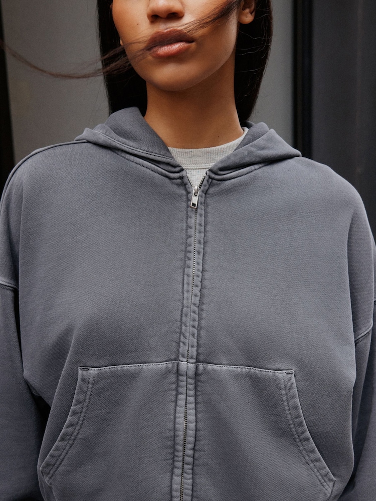 Charcoal Grey Zip Through Hoodie - Image 5 of 5 Charcoal Grey Zip Through Hoodie - Image 5 of 5