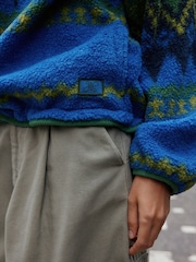 Blau/Grün Norwegermuster - Quarter Zip Borg Jacket - Bild 6 von 7