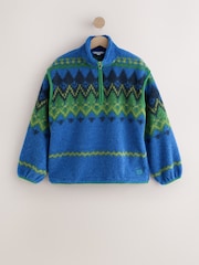 藍色/綠色費爾島 - Quarter Zip Borg Jacket - 圖片 8，共 11