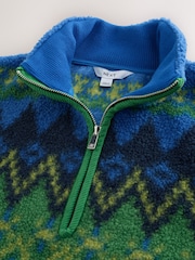 藍色/綠色費爾島 - Quarter Zip Borg Jacket - 圖片 9，共 11