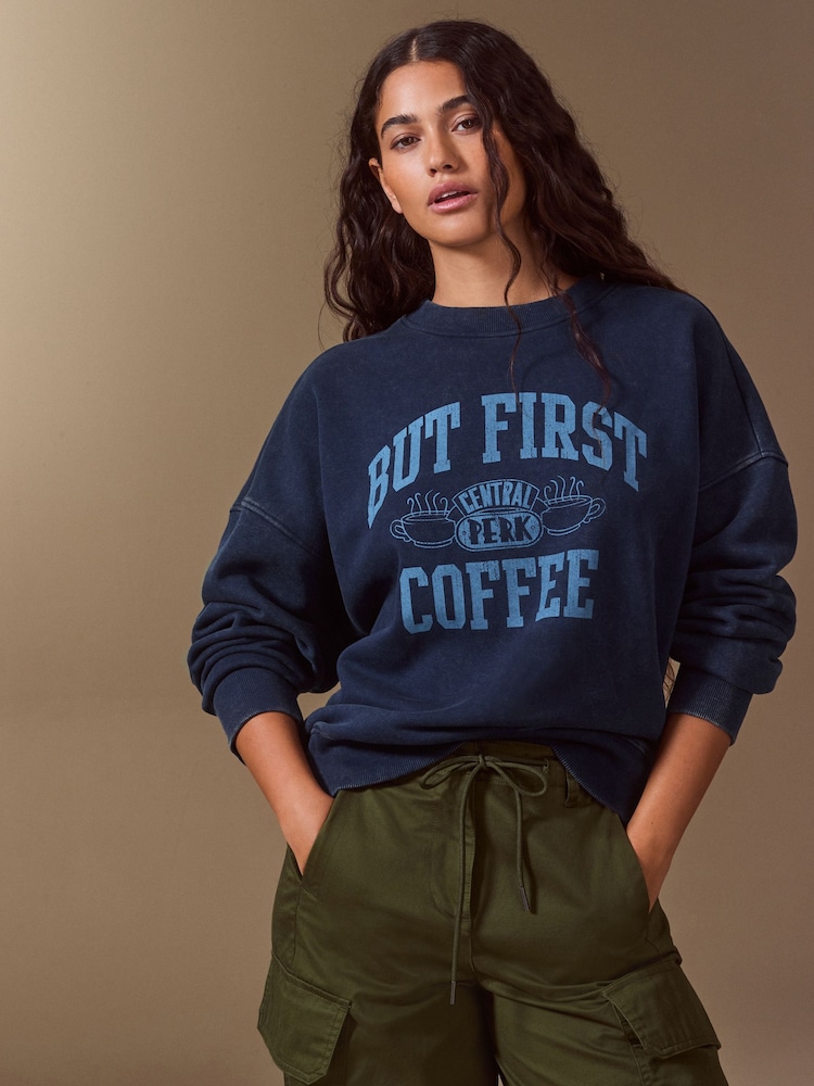 Navy Friends Licence Graphic Sweatshirt - Image 1 of 8 Navy Friends Licence Graphic Sweatshirt - Image 1 of 8