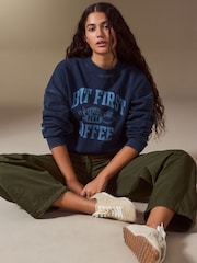 Navy Friends Licence Graphic Sweatshirt - Image 3 of 8